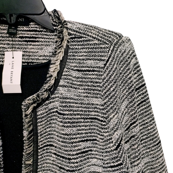 Lane Bryant Black White Tweed Peplum Open Front Blazer Women's Plus Size 16 NWT - Picture 4 of 11